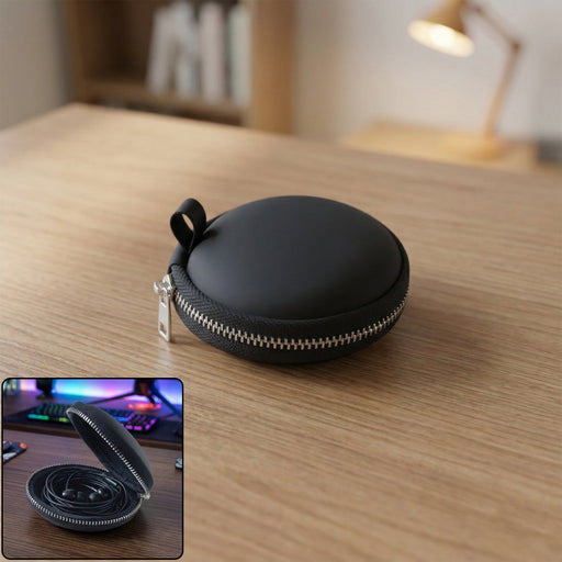 Compact Hard Shell Earphone Carrying Case with Zipper Closure (1 Pc) by Your Brand