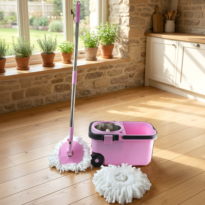 Quick Spin Mop With Steel Spin, Bucket Floor Cleaning, Easy Wheels & Big Bucket, Floor Cleaning Mop with Bucket by Your Brand