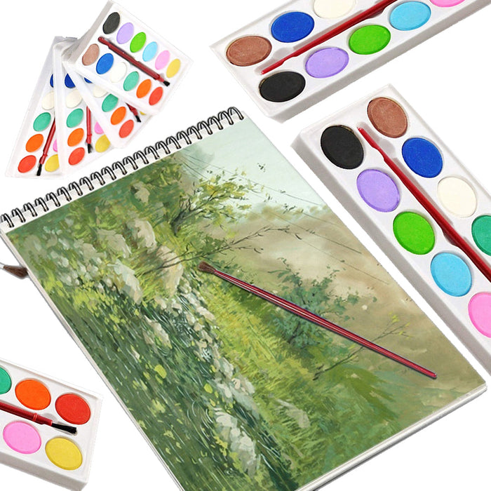 Painting Water Color Kit - 12 Shades and Paint Brush (13 Pcs) by Your Brand
