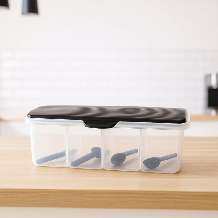 Kitchen Multipurpose Air-tight 4 Sections Storage Containers / Masala Box (1 Set)