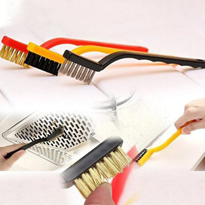 3 Pc Mini Wire Brush Set for cleaning (Brass, Nylon, Stainless Steel Bristles) by Your Brand