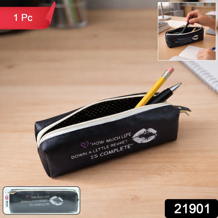 Stylish Printed Zipper Pencil Pouch Organizer (1 Pc) by Your Brand