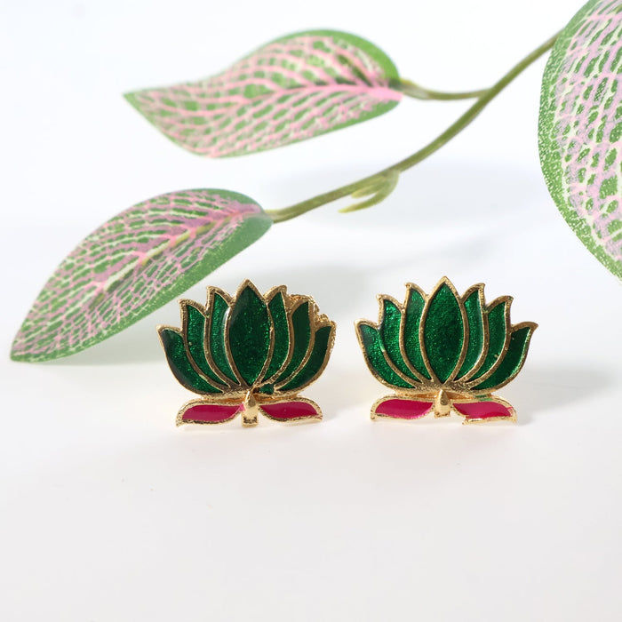 Traditional Green & Lotus Motif Jewellery Set by Your Brand