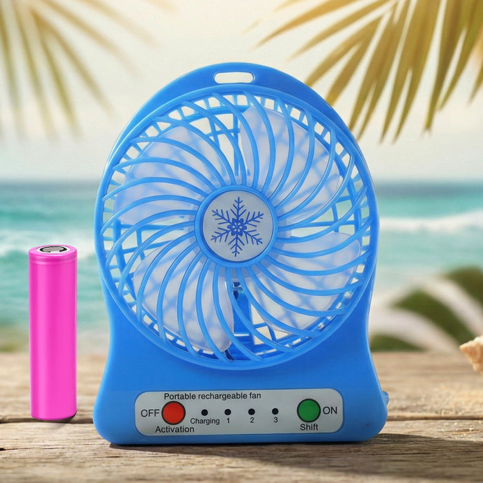 Portable Rechargeable Mini Table Fan With LED Light And Battery (1 Pc) by Your Brand
