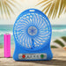 Portable Rechargeable Mini Table Fan With LED Light And Battery (1 Pc) by Your Brand