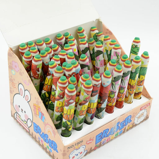 Fancy Rainbow Pencil Erasers for Kids – Set of 48 Cartoon Erasers by Your Brand