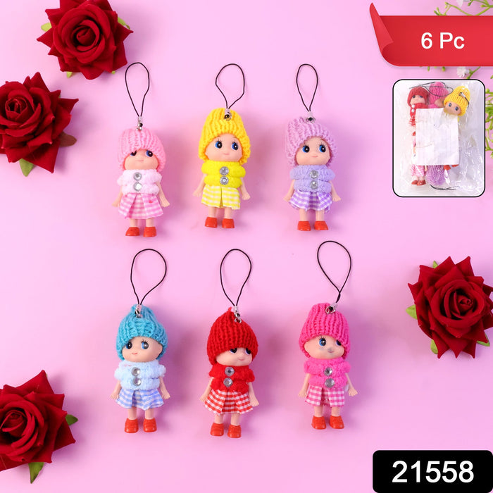 Cute Mini Doll Hanging Keychain Set (6 Pc Mix Color) by Your Brand