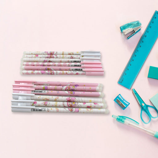 Erasable gel ink pen 12 Pcs/ Fancy Cute Blue Gel Pen with attached Magic Wipe Eraser Gel Pen, Stationery for Office School Writing Examination Supplies Tool, Return Gifts For Kids, Birthday Gifts by Your Brand