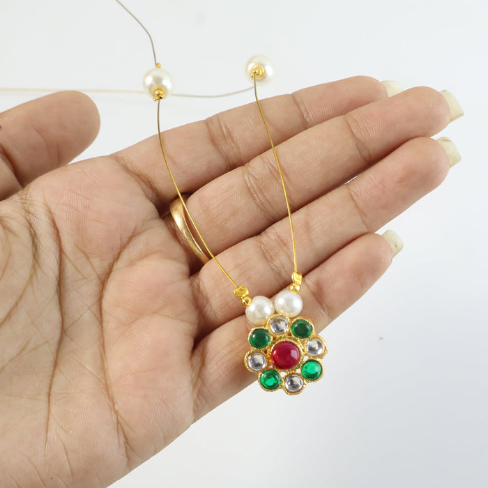 Elegant Traditional Multicolor Stone & Pearl Pendant Chain (1 Pc) by Your Brand