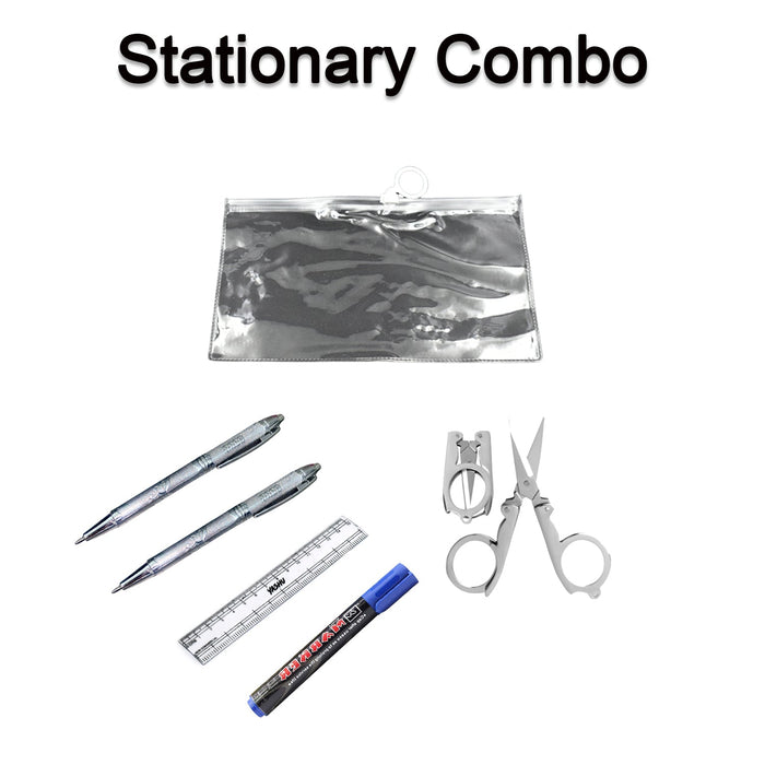 6-Pcs Combo Zipper Pouch with Scissor Ruler Pen Marker for Teachers Students by Your Brand