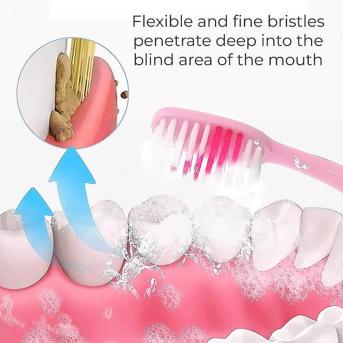 2-in-1 Tooth Brush Tongue Scraper, Soft Bristle & Long Handle (8Pcs) Soft Toothbrush