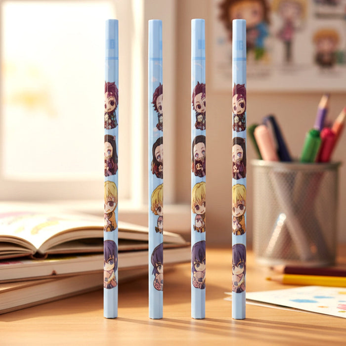 Cartoon Printed Pencil Set for Kids – Cute School Writing Pencils (4 Pc) by Your Brand
