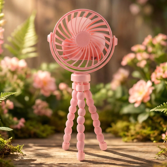 Portable Rechargeable LED Light Fan with Flexible Tripod Stand (1 Pc) by Your Brand