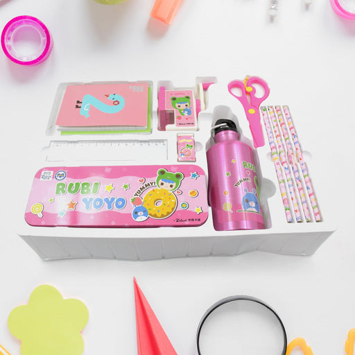 12-Piece Stationery Set: Pencil Box, Pencils, Erasers & More by Your Brand