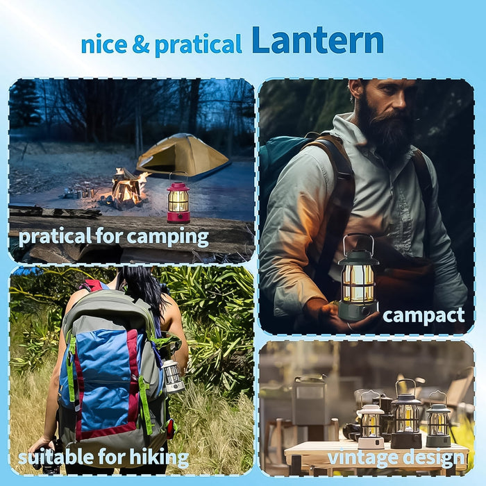 LED Camping Lante Light Retro Style Lighting Battery Type-c Rechargeable (1 Pc) by Your Brand