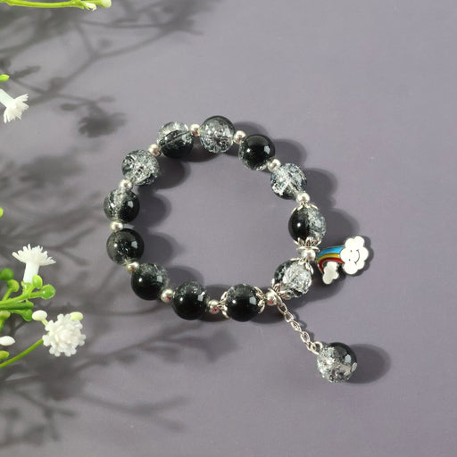 Elegant Black & Crystal Beaded Charm Bracelet by Your Brand