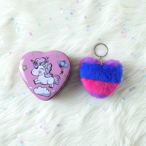 Heart Shape Gift Box & Plush Keychain (2 Pc) by Your Brand