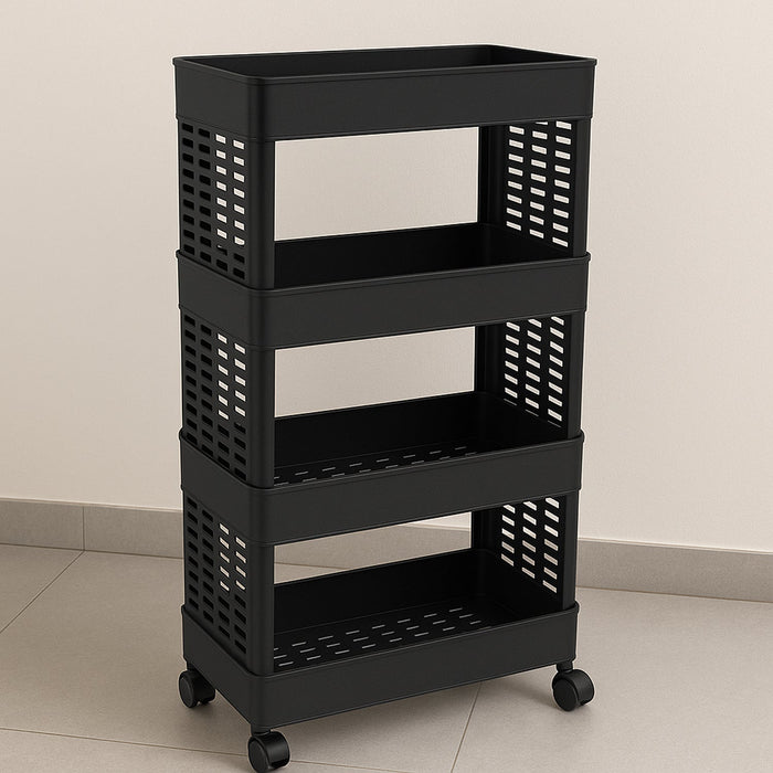 4-Layer Plastic Storage Rack with Wheels by Your Brand