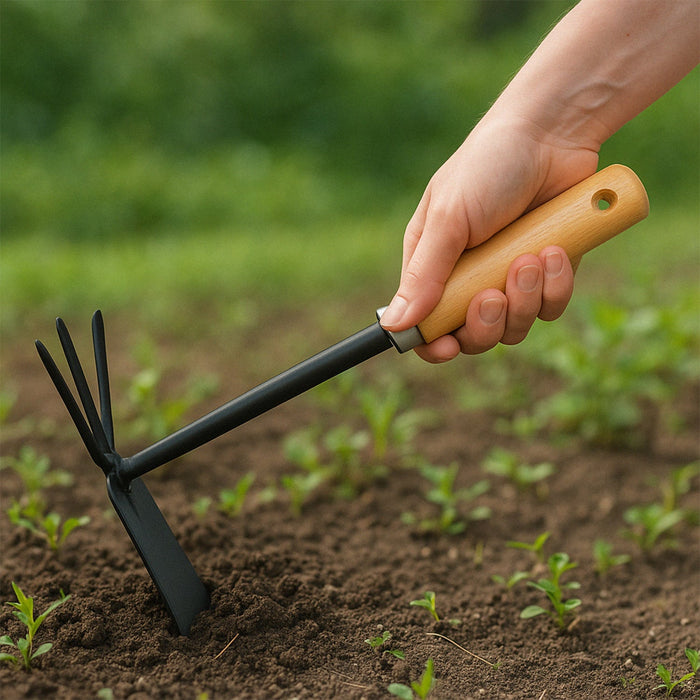 2 in 1 Double Hoe Gardening Tool with Wooden Handle by Your Brand