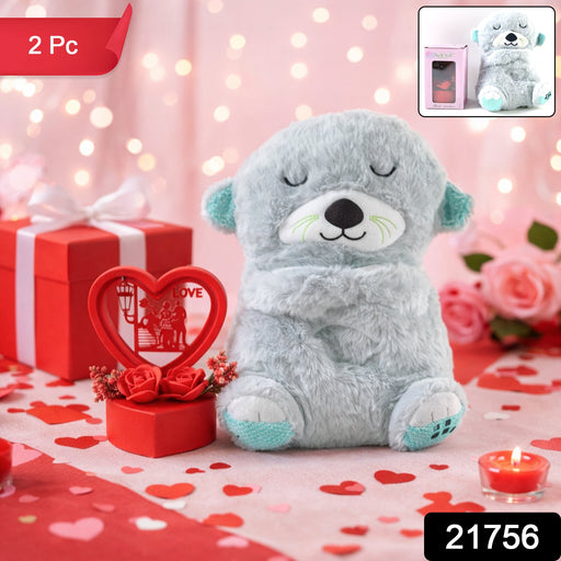 Soft Plush Teddy Bear with Heart-Shaped Love Showpiece Gift Set (2 Pc Set) by Your Brand