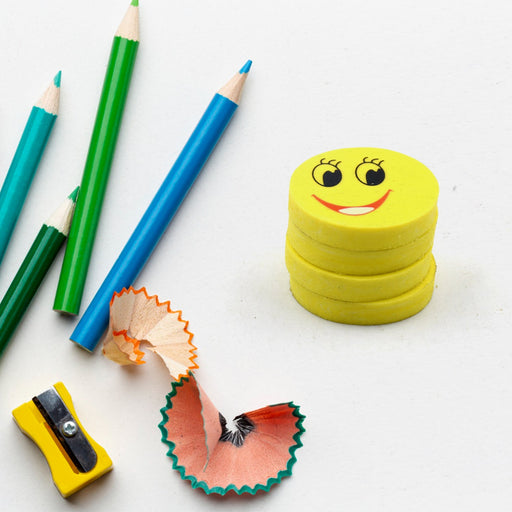Cute Smile Emoji Eraser Set – Perfect for Kids (4pc Set) by Your Brand