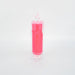 Detailed view of red LED flameless candle, highlighting its flickering light effect.