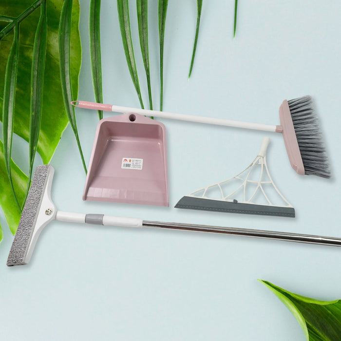 Dustpan, Kitchen Wiper, Window Cleaning Squeegee Tool & Broom Brush, (4 Pcs Combo) by Your Brand