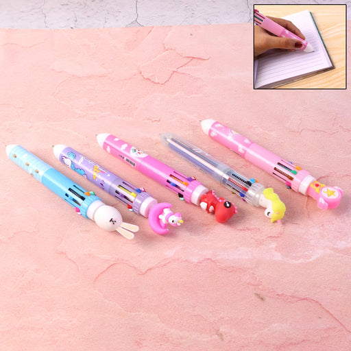 Cute Character Design 10-in-1 Multicolor Ball Pen (1 Pc) by Your Brand