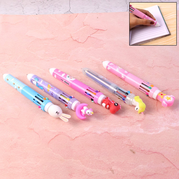 Cute Character Design 10-in-1 Multicolor Ball Pen (1 Pc) by Your Brand