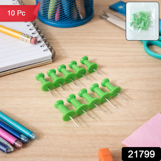 Green Plastic Push Pins Thumb Tacks for Notice Board (10 Pc) by Your Brand