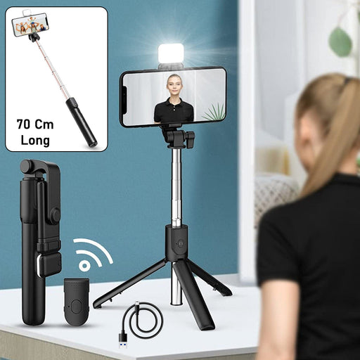 3 in 1 Wired Selfie Stick with Extendable Handle (70 Cm Long) by Your Brand