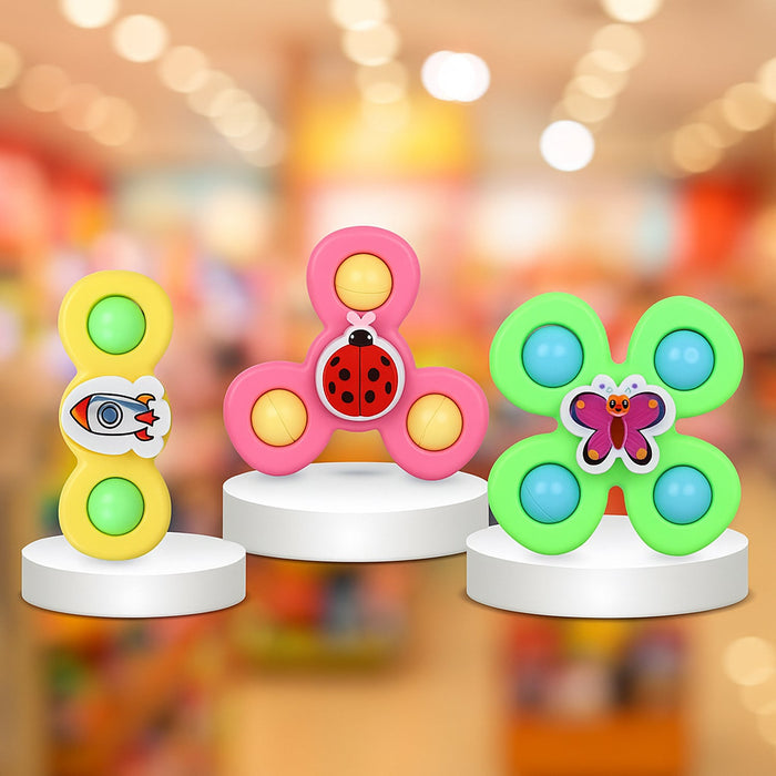 Colour Baby Spinner Toy Set – Suction Cup Sensory Spin Toys (3 Pc Set) by Your Brand