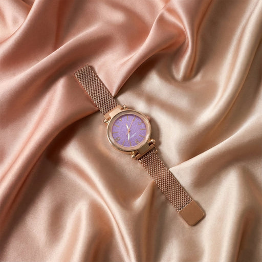Elegant Rose Gold Mesh Strap Analog Wrist Watch for Women (1 Pc) by Your Brand