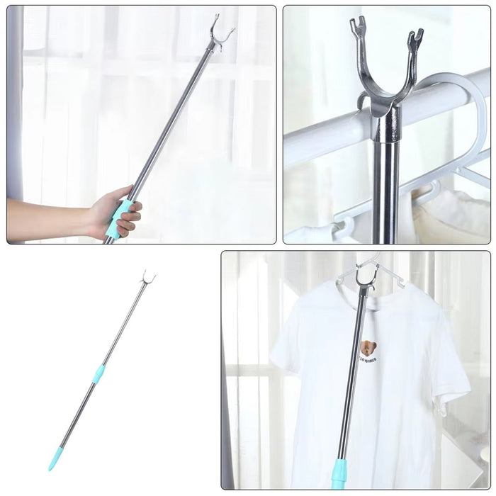Stainless Steel Telescopic Pole Clothes Hooks Hanger (1 Pc / 1 Mtr.) by Your Brand