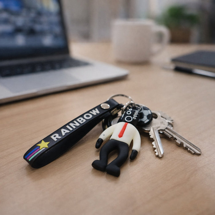 Rainbow Strap Cartoon Football Boy Keychain (1 Pc) by Your Brand