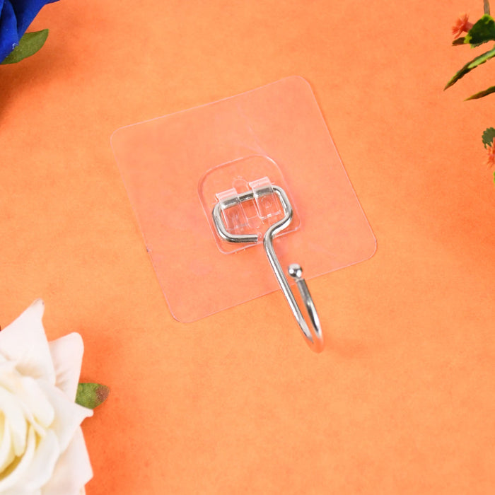 Transparent Large Stainless Steel Self Adhesive Wall Hooks (1 Pc) by Your Brand