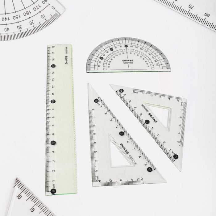 4-Piece Geometry Set, Triangle Ruler Protractor Straight Ruler by Your Brand