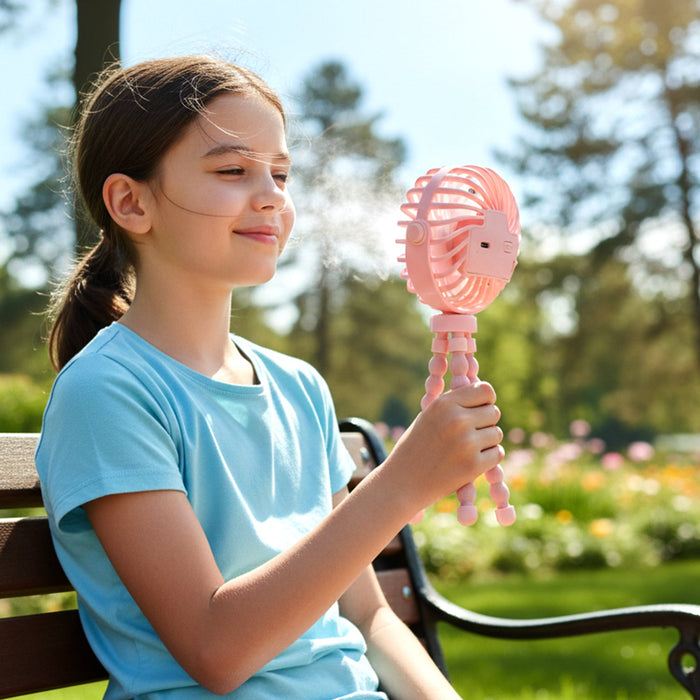 Portable Rechargeable LED Light Fan with Flexible Tripod Stand (1 Pc) by Your Brand