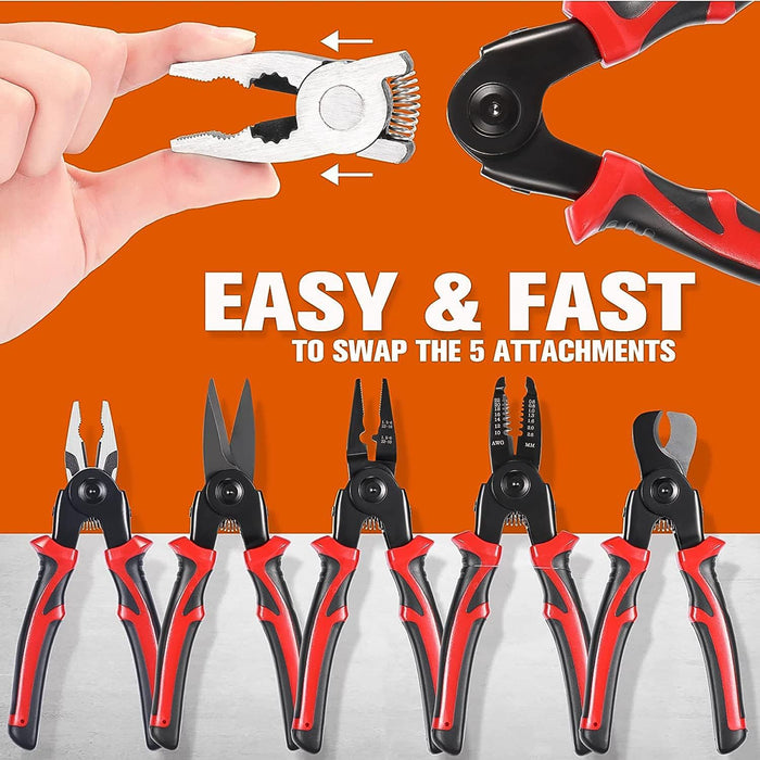 5 in 1 Wire Stripper Pliers Set Soft Grip, Anti-Slip, Alloy Steel, Cutting & Stripping by Your Brand