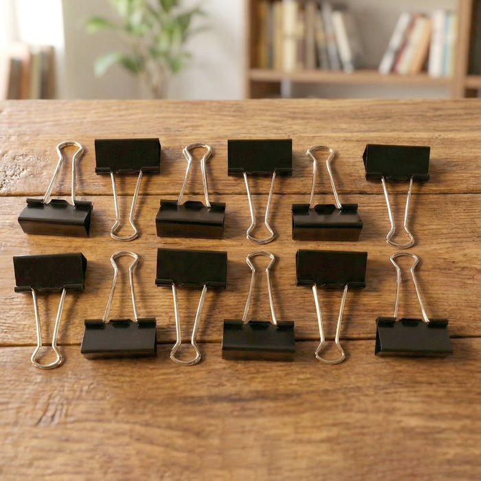 Extra Large Heavy-Duty Black Binder Clips Set (41 mm, 12 Pc) by Your Brand