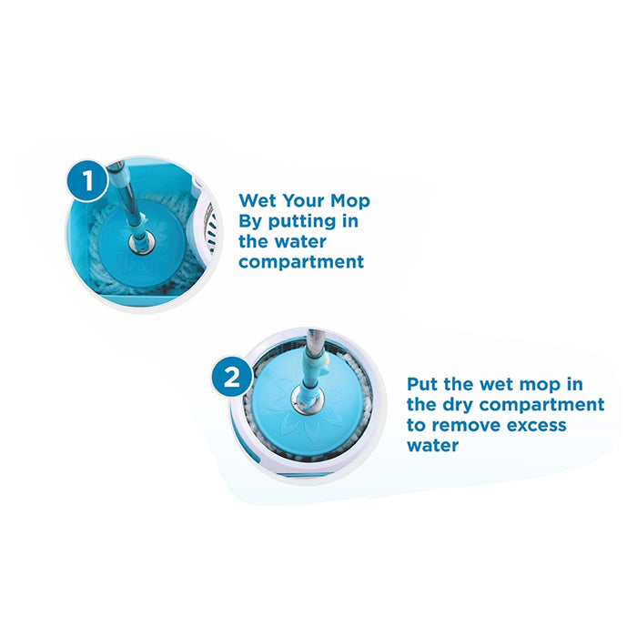 Spin Mop with Bigger Wheels and Plastic Auto Fold Handle for 360 Degree Cleaning by Your Brand