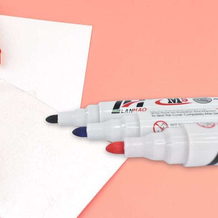 Whiteboard Marker Set (Blue, Black, Red) with Board Duster - Pack of 4 by Your Brand