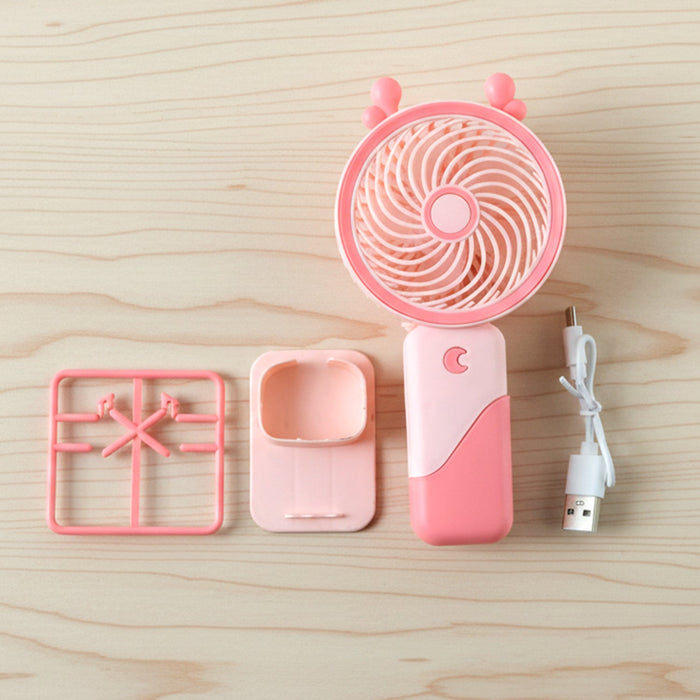 Portable USB Rechargeable Mini Fan with LED Light (1 Set) by Your Brand