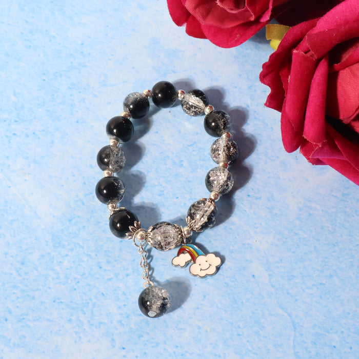 Elegant Black & Crystal Beaded Charm Bracelet by Your Brand