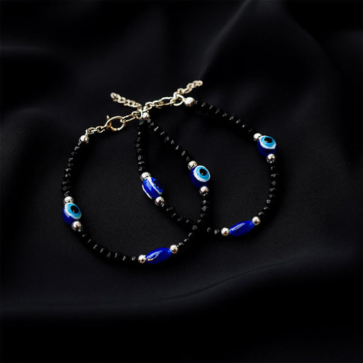 Adjustable Black Bead Evil Eye Protection Bracelet Set (2 Pc) by Your Brand