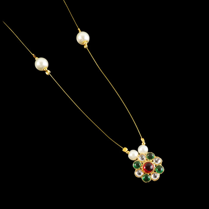 Elegant Traditional Multicolor Stone & Pearl Pendant Chain (1 Pc) by Your Brand