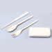 Cutlery set with spoon, fork, and chopsticks.