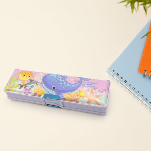 Multipurpose Cartoon Pencil Case – Double Deck Compass Box with 2 Compartments by Your Brand