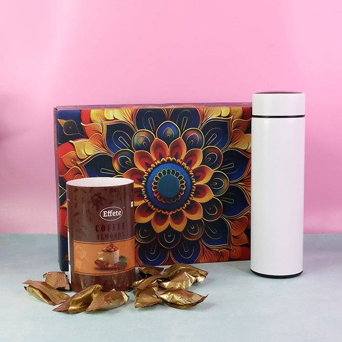 Effete Coffee Almonds Gift Hamper, Golden With Bottle (2 Pc Set), Mix Color by Your Brand