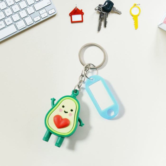 Cute Avocado Cartoon Keychain with Name Tag Holder (1 Pc) by Your Brand